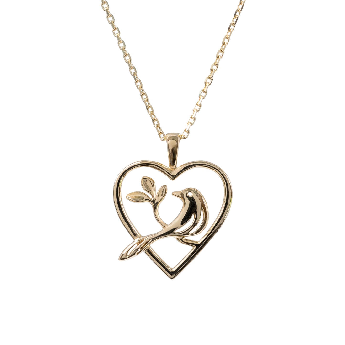 Gold bird pendant in 9ct yellow gold – front view