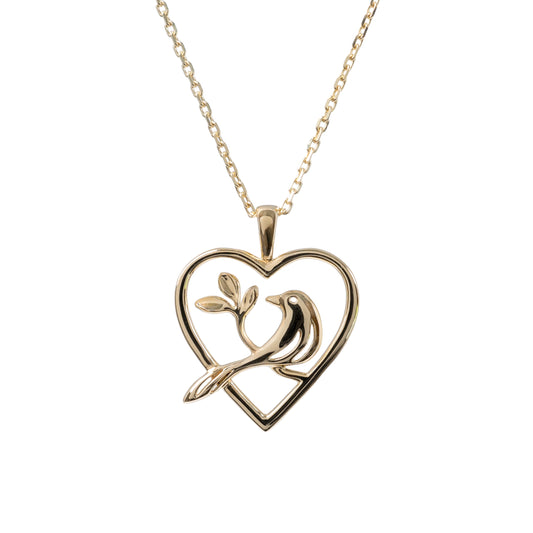 Gold bird pendant in 9ct yellow gold – front view