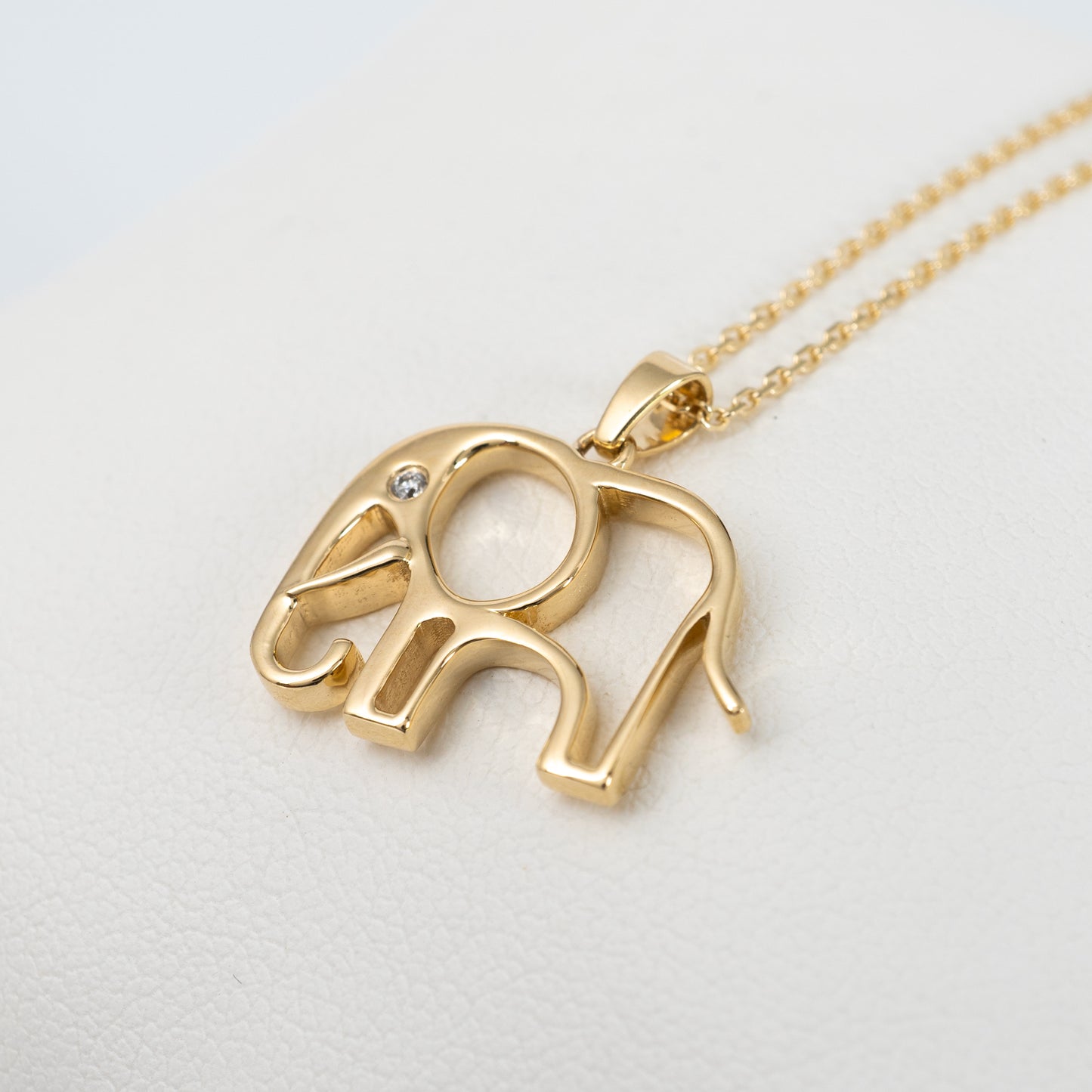 Gold Elephant Necklace with Diamond – 9ct Yellow Gold