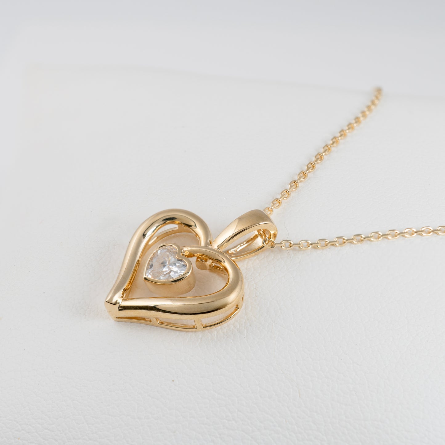 Moissanite Heart Necklace in 9ct Gold – Gift for Her