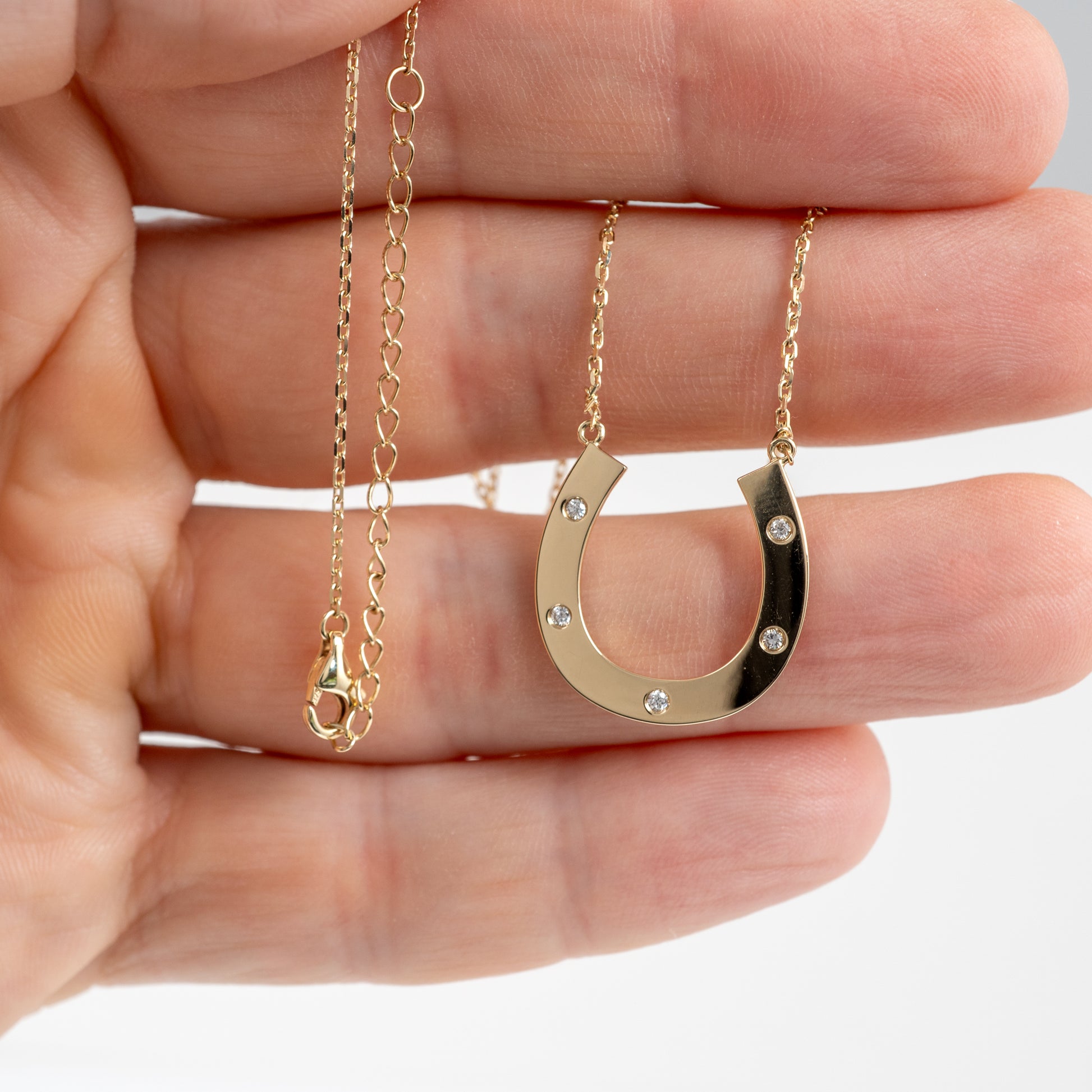 9ct gold horseshoe necklace lab grown diamonds