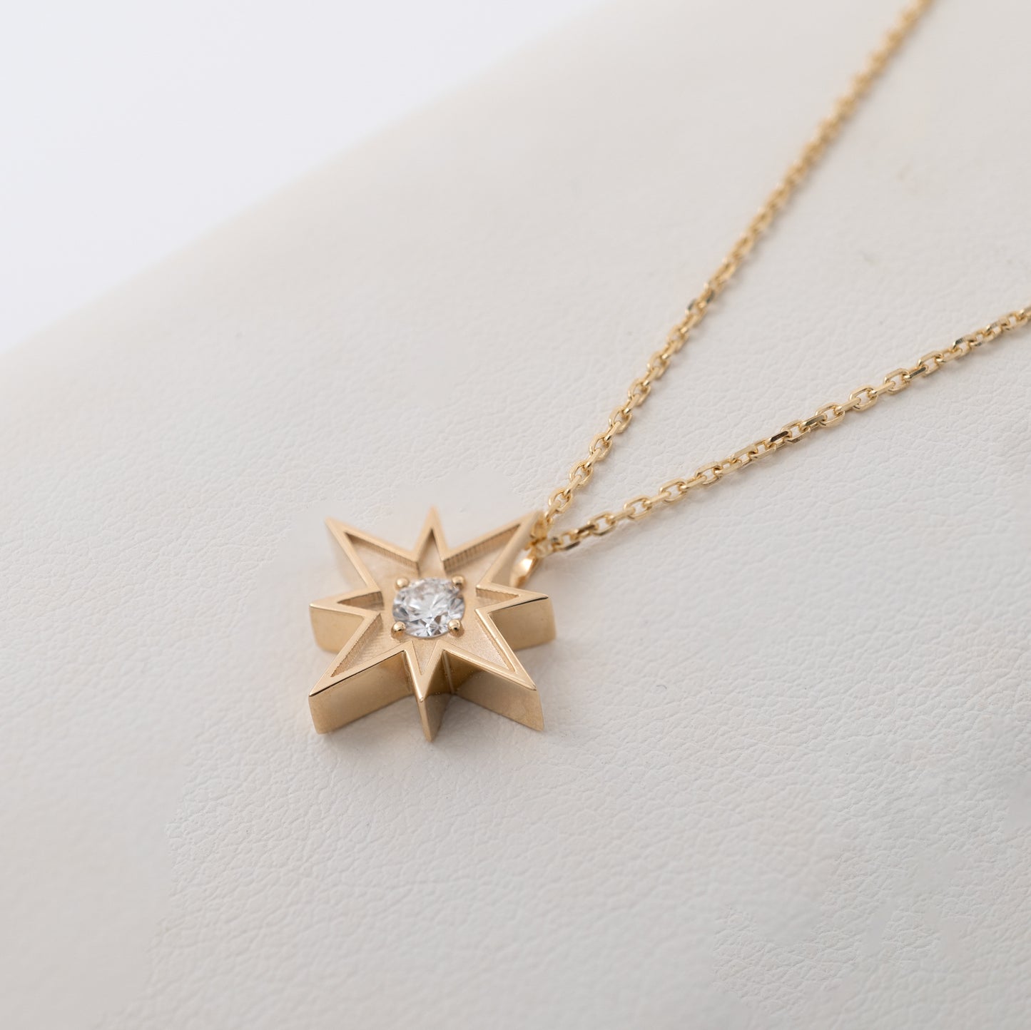 Side profile of gold north star necklace with lab diamond – Hunters Fine Jewellery