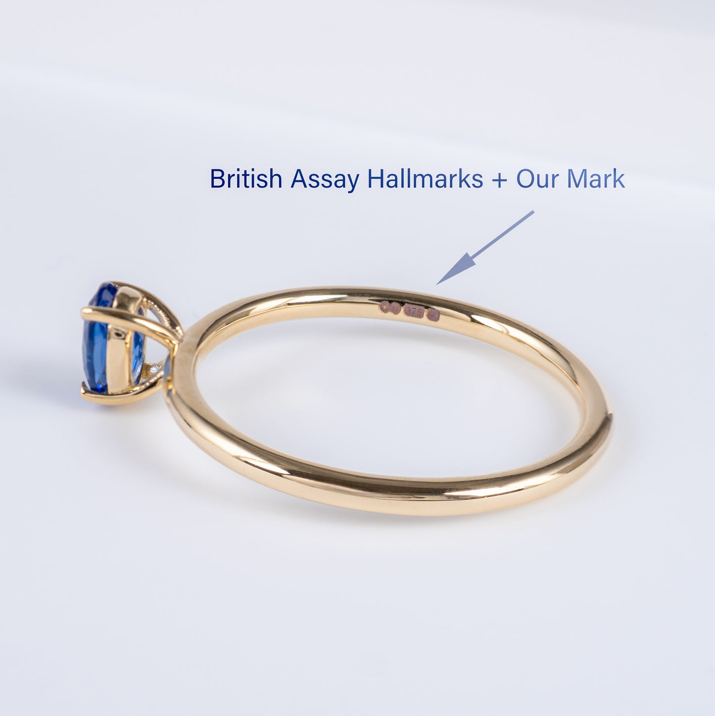 9ct Yellow Gold Solitaire Sapphire Ring Full Hallmarks