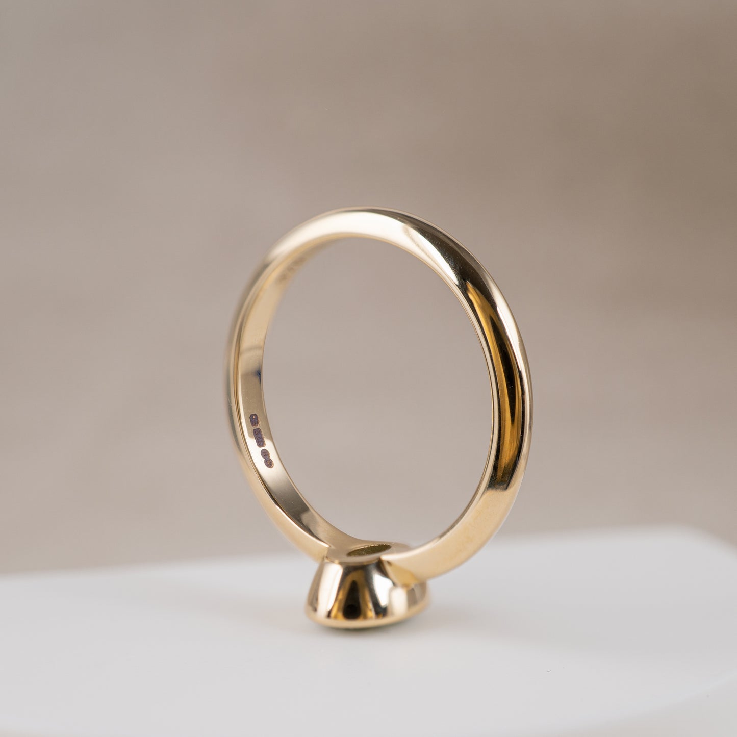 9ct Yellow Gold Teal Moissanite Oval Bezel Solitaire Ring - Hunters Fine Jewellery
