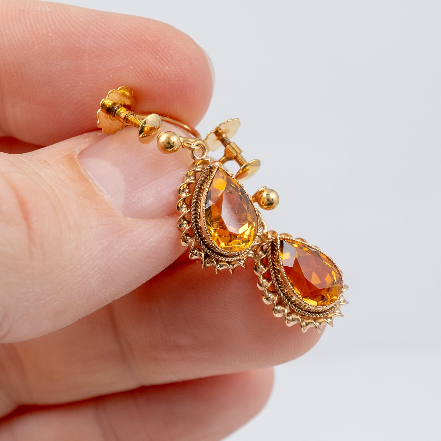 vintage citrine screw back earrings gold