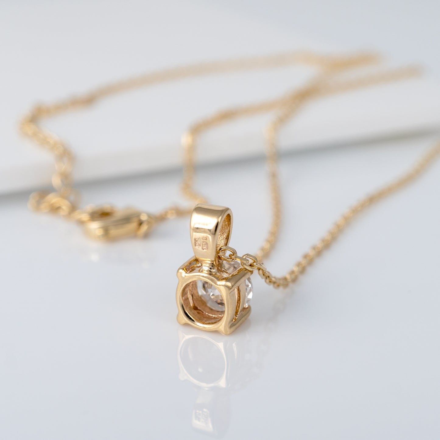 lab made diamond necklace reverse side hallmarks on the bail hunters fine jewellery