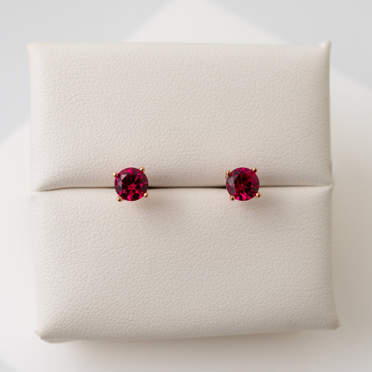 5mm Round Lab Grown Ruby Stud Earrings