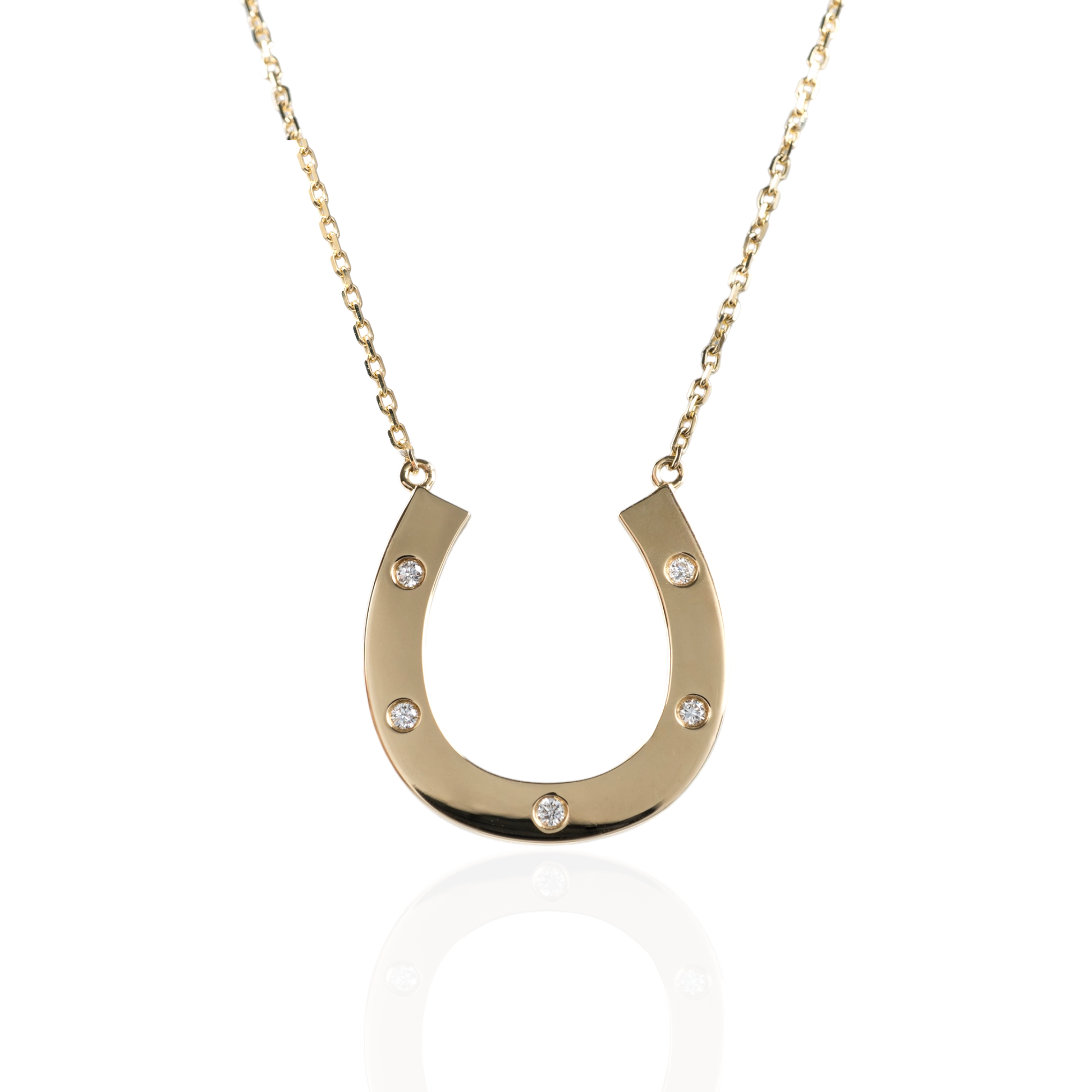 Gold Horseshoe Necklace Diamonds | Lucky Pendant charms