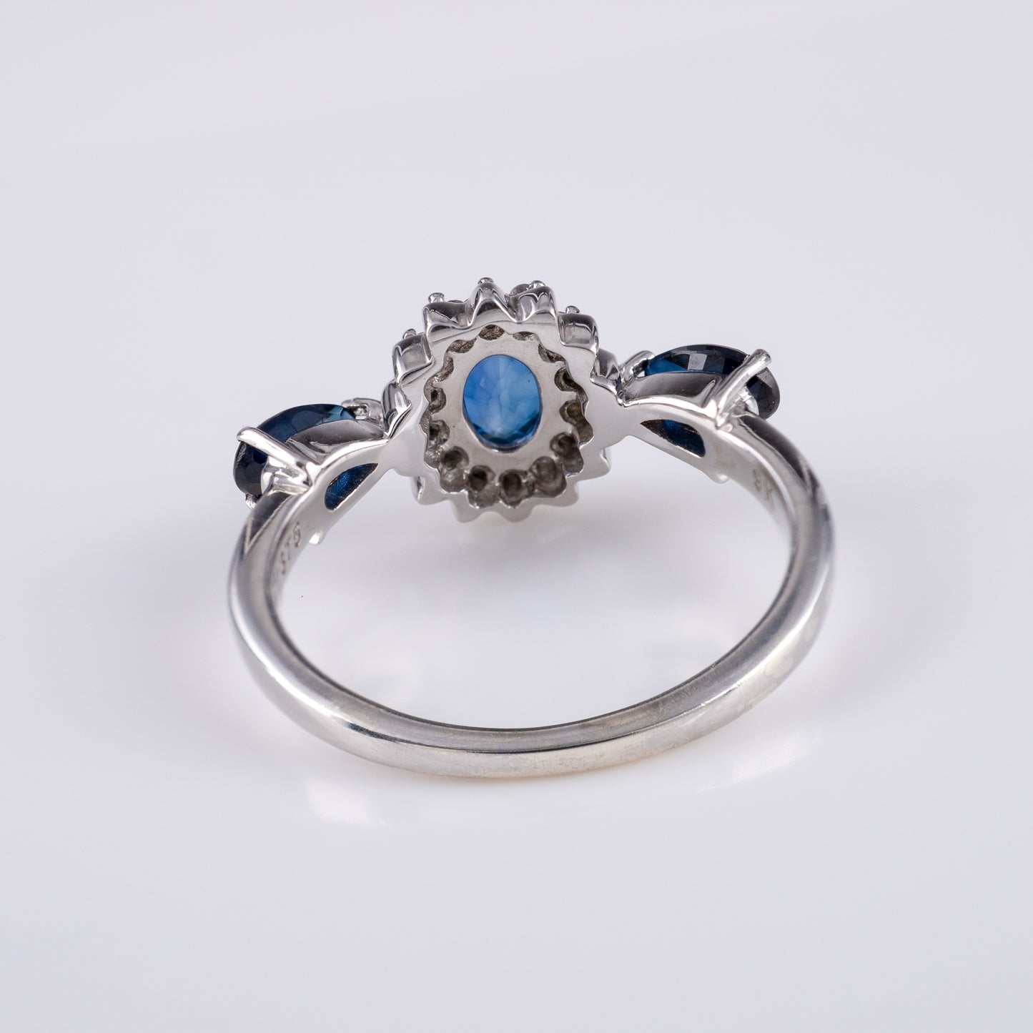 Pre Owned 9ct White Gold Sapphire Diamond Ring Size J - Hunters Fine Jewellery