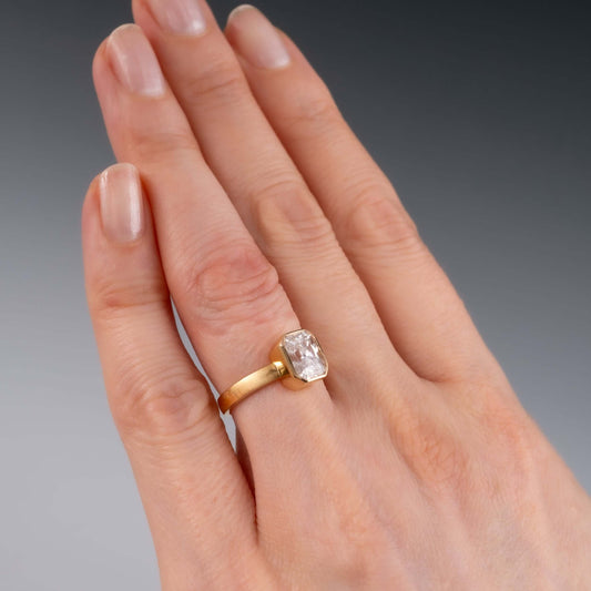 4K Moissanite Bezel Octagon Ring - Authenticity Assured by Hunters Fine Jewellery