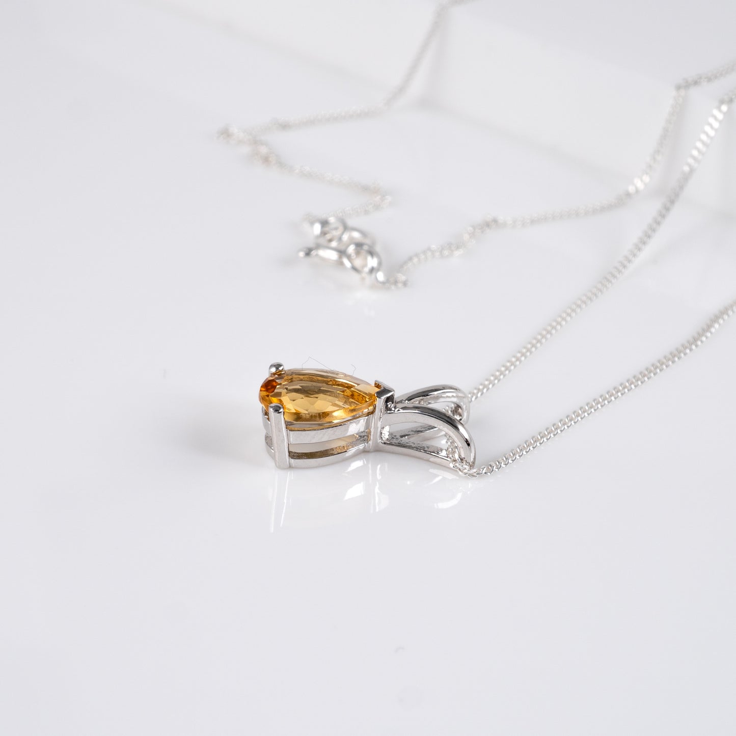 Silver Citrine Necklace Pendant – November Birthstone