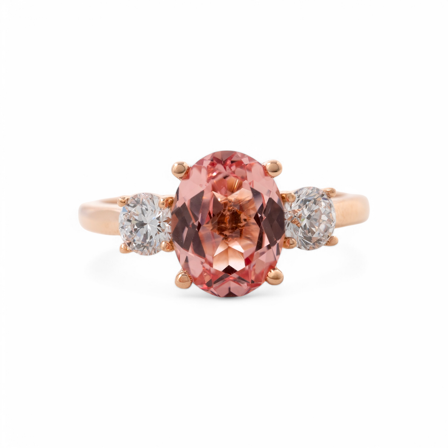 Lab created padparadscha sapphire ring with diamonds in rose gold – Hunters Fine Jewellery