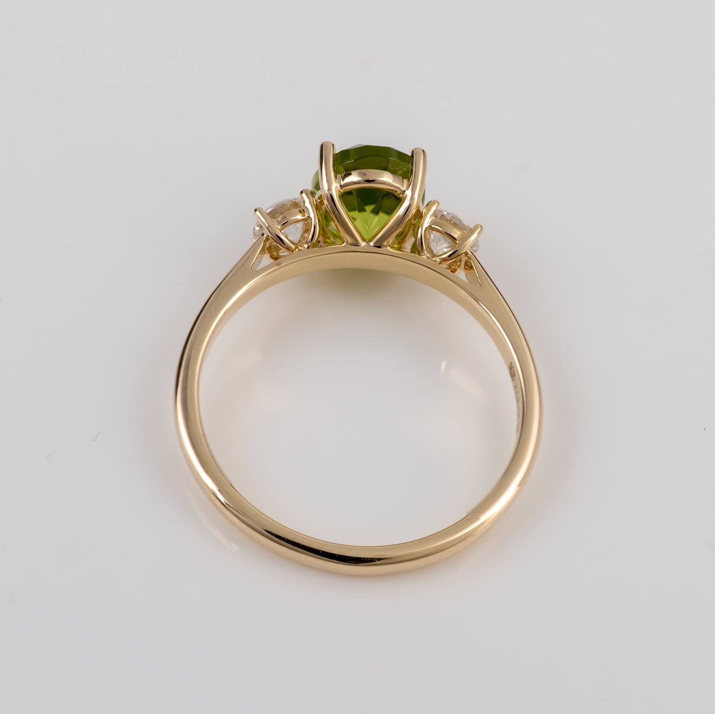 Natural Peridot Engagement Ring 9ct Yellow Gold Hallmarked with Diamonds
