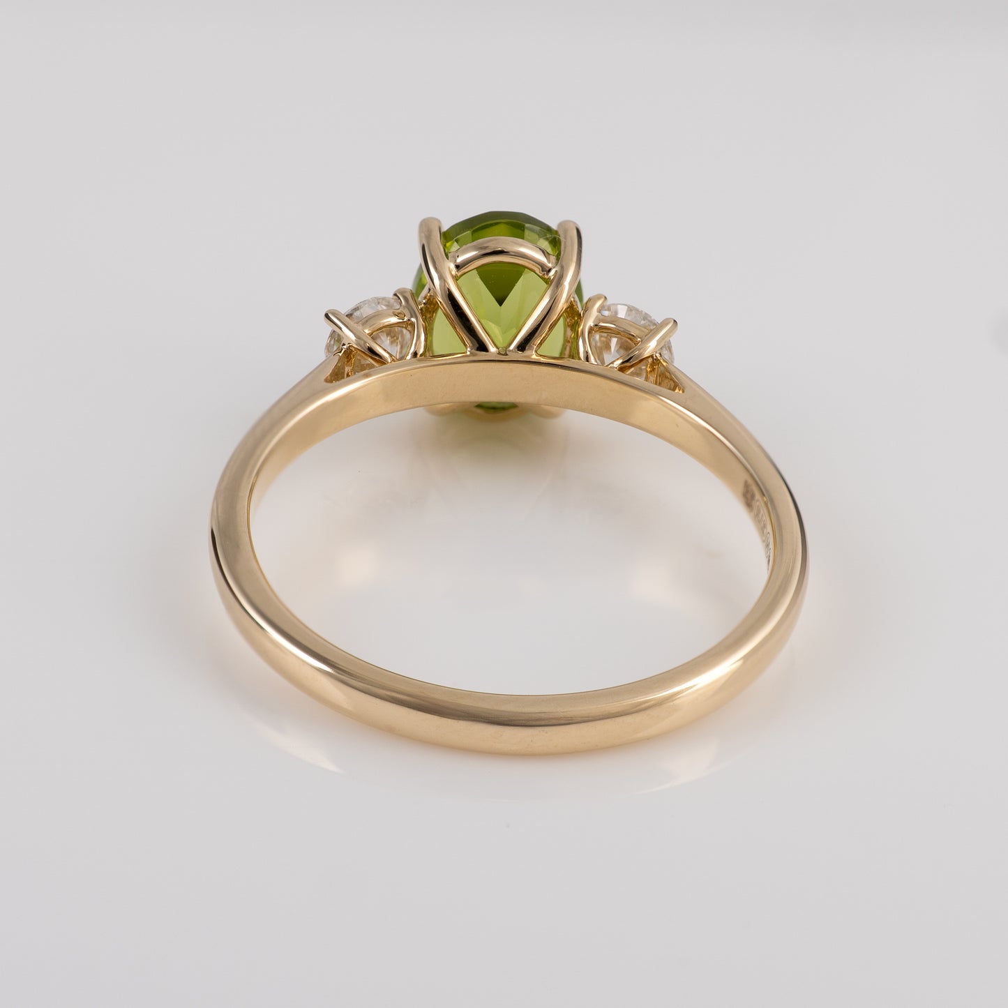 Natural Peridot Engagement Ring 9ct Yellow Gold Hallmarked with Diamonds