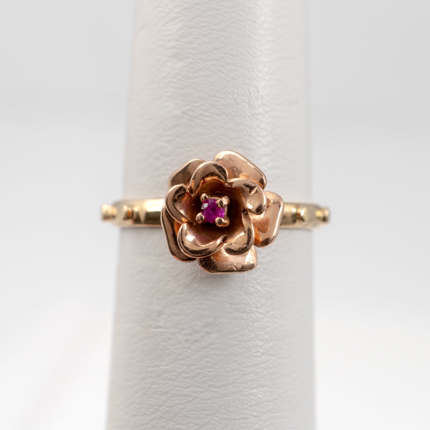 vintage gold rosary ring with ruby