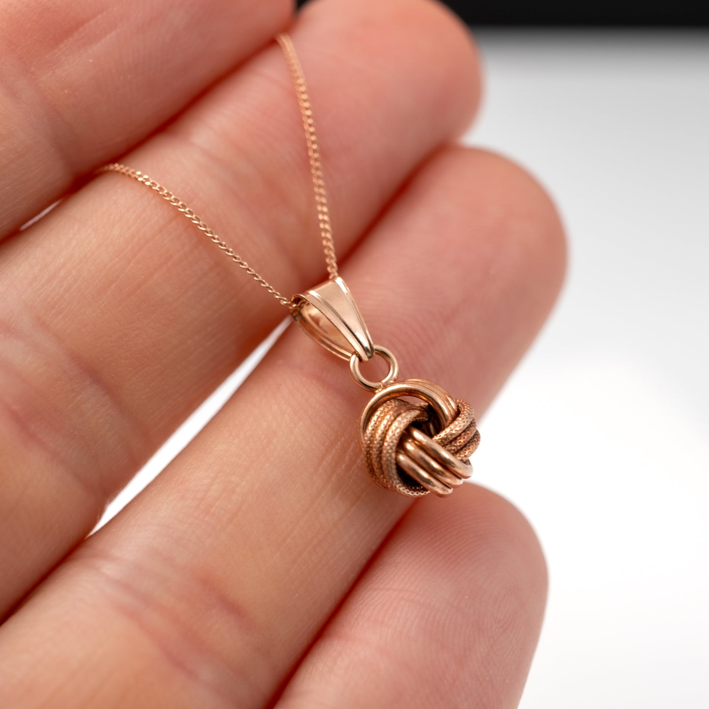 9ct Rose Gold Pendant Necklace with Delicate Curb Chain