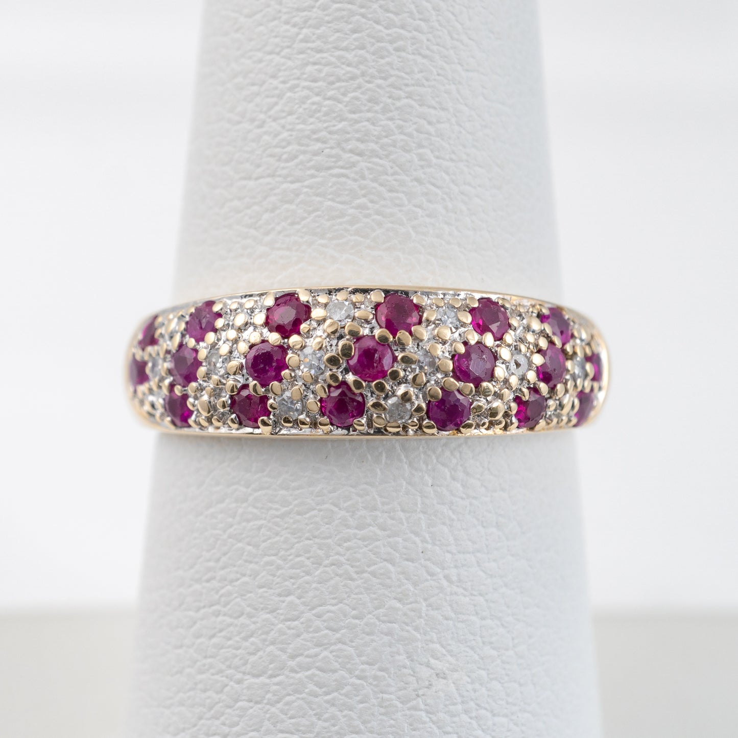 Ruby Diamond Ring 9ct Gold Hallmarked Size M 1/2