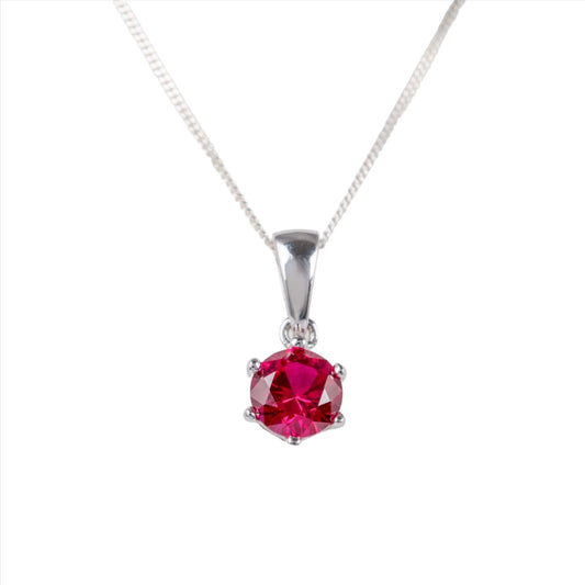 Lab-grown ruby pendant in 925 silver