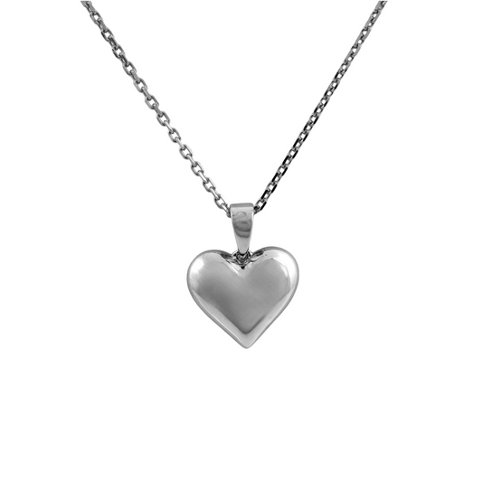 Silver heart necklace pendant on chain