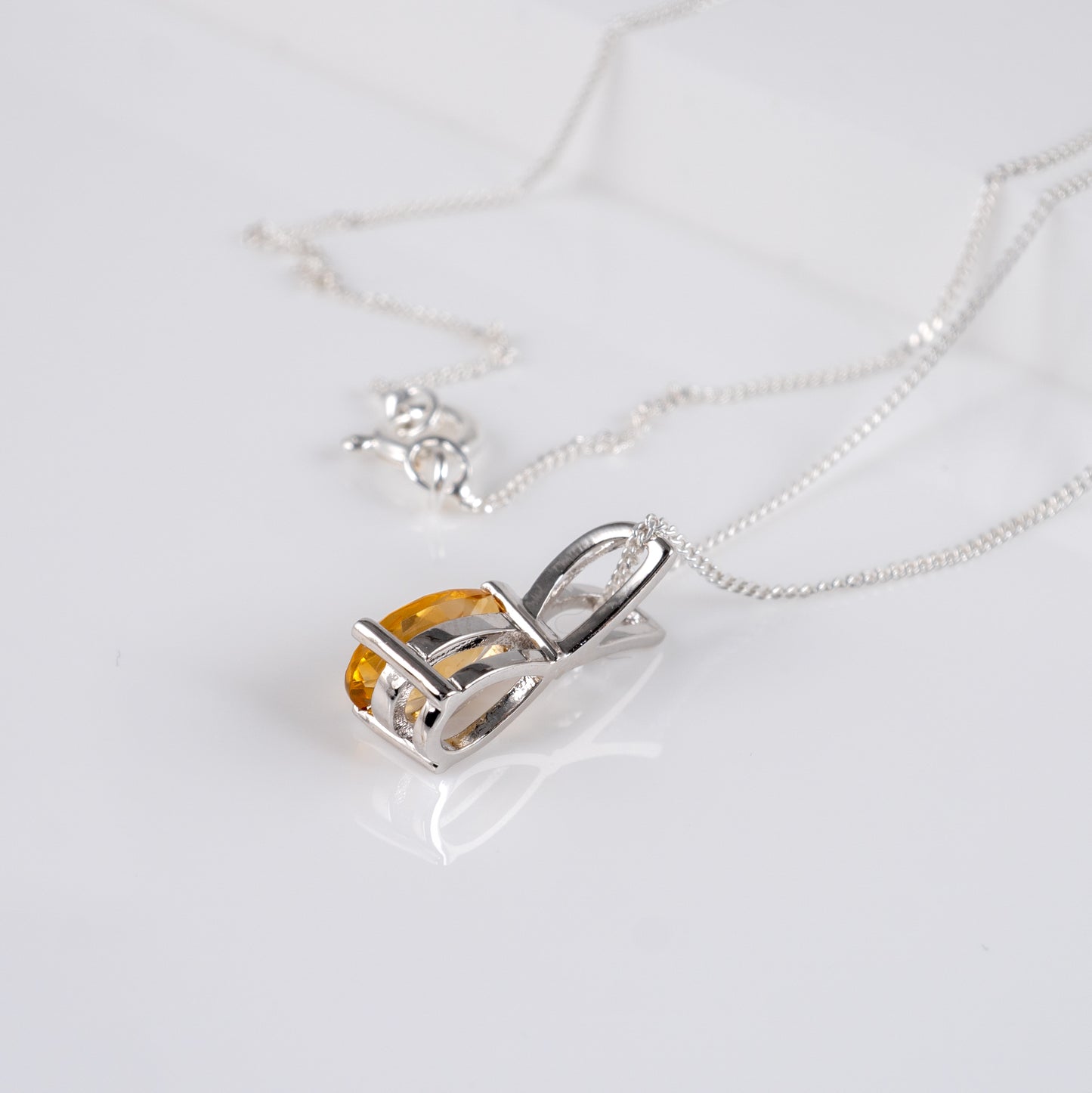 Silver Citrine Necklace Pendant – November Birthstone