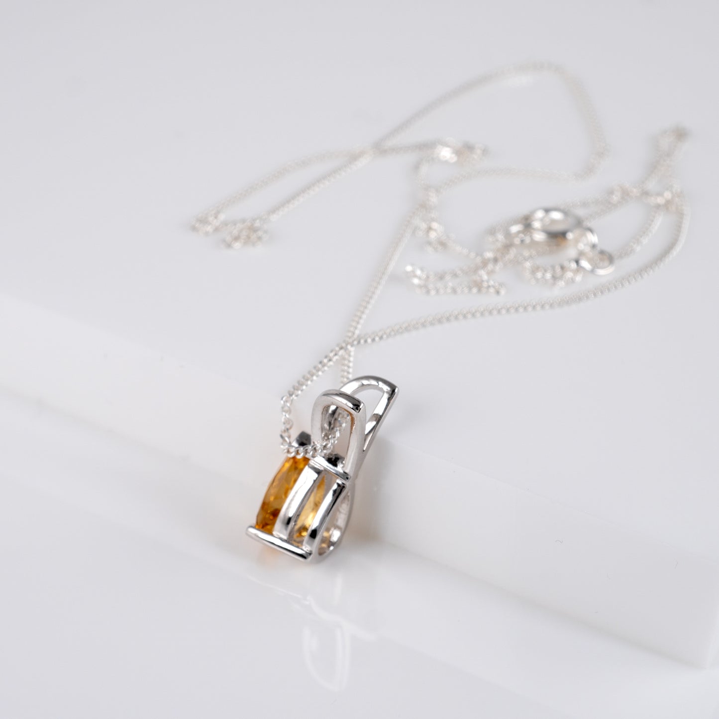 Silver Citrine Necklace Pendant – November Birthstone