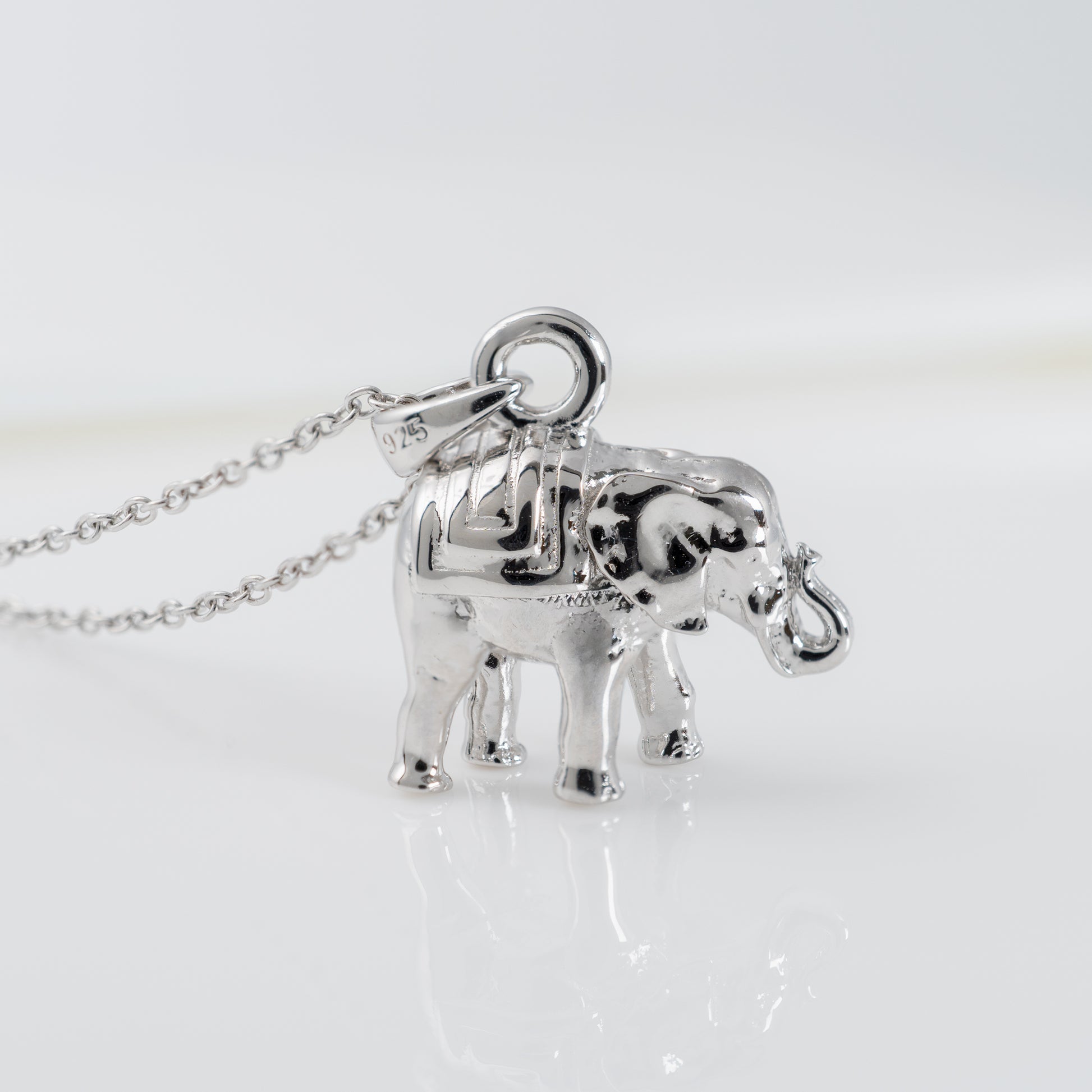solid silver lucky elephant necklace pendant