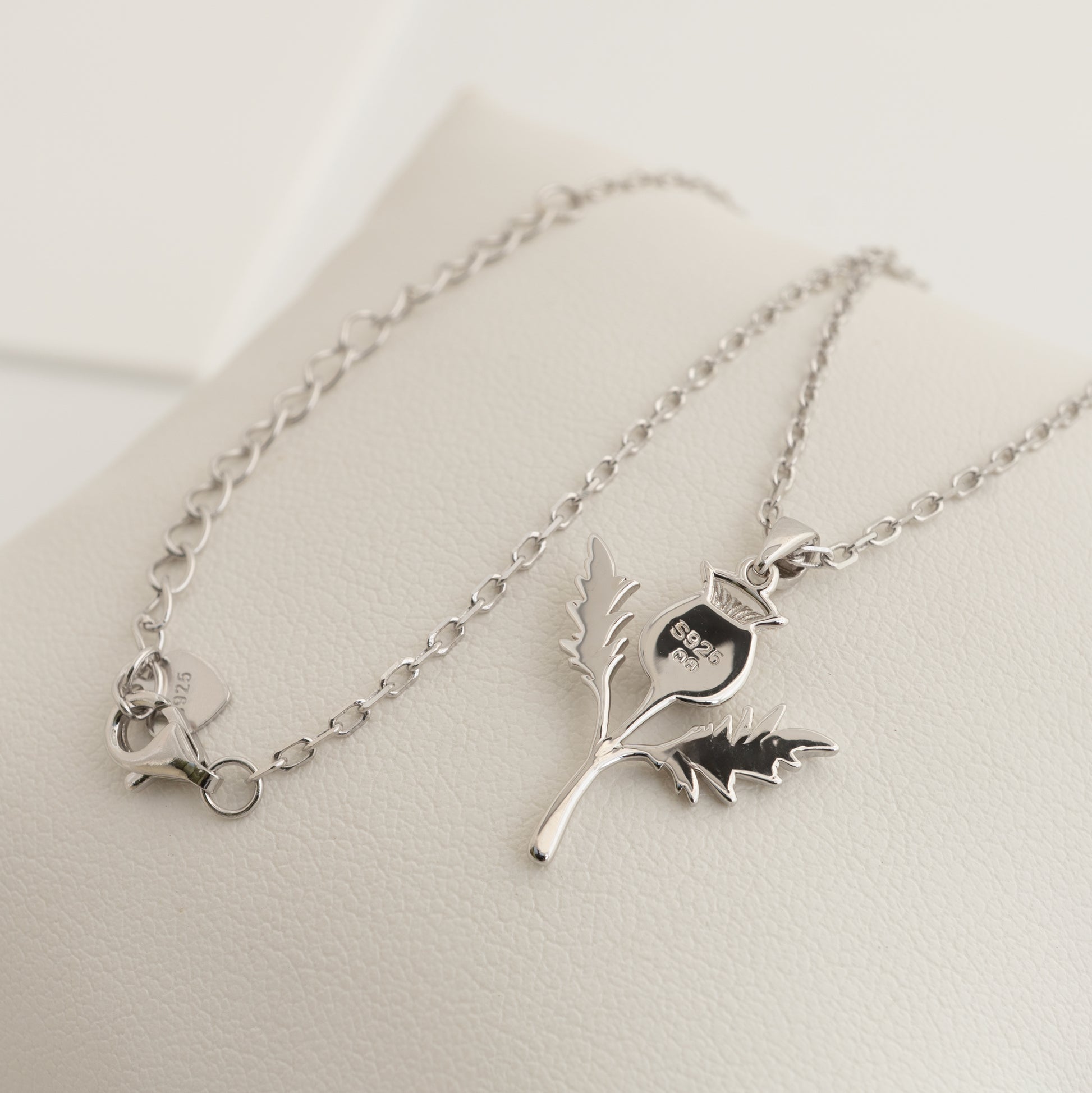 silver thistle pendant with adjustable chain by Hunters Fine Jewellery