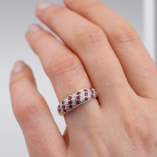 Ruby Diamond Ring 9ct Gold Hallmarked Size M 1/2