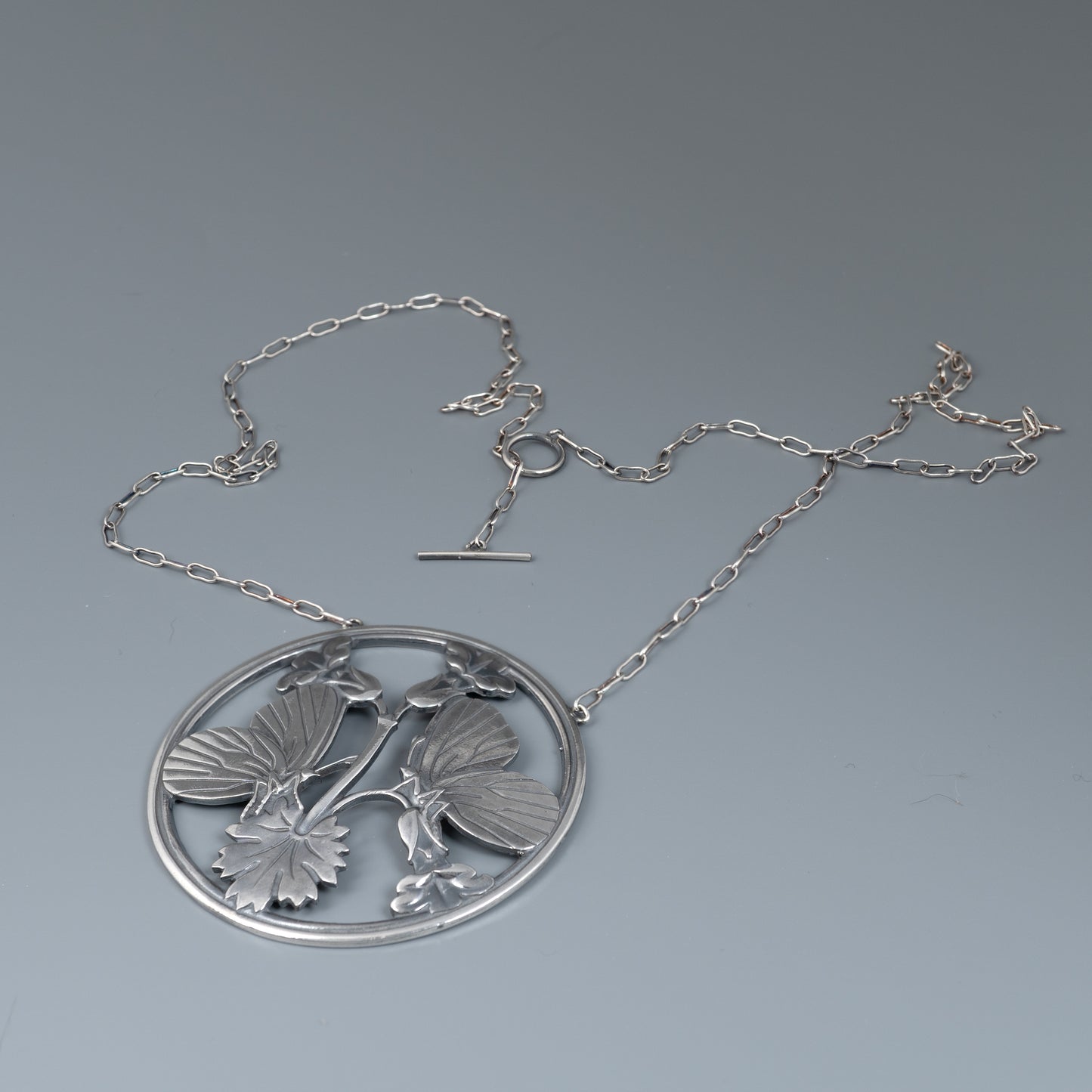 Vintage Silver Midnight Blossom Butterfly Pendant Circa 1940