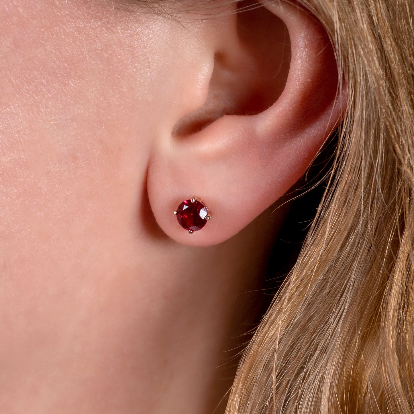 Lab ruby earrings womans ear studs hunters fine jewellery