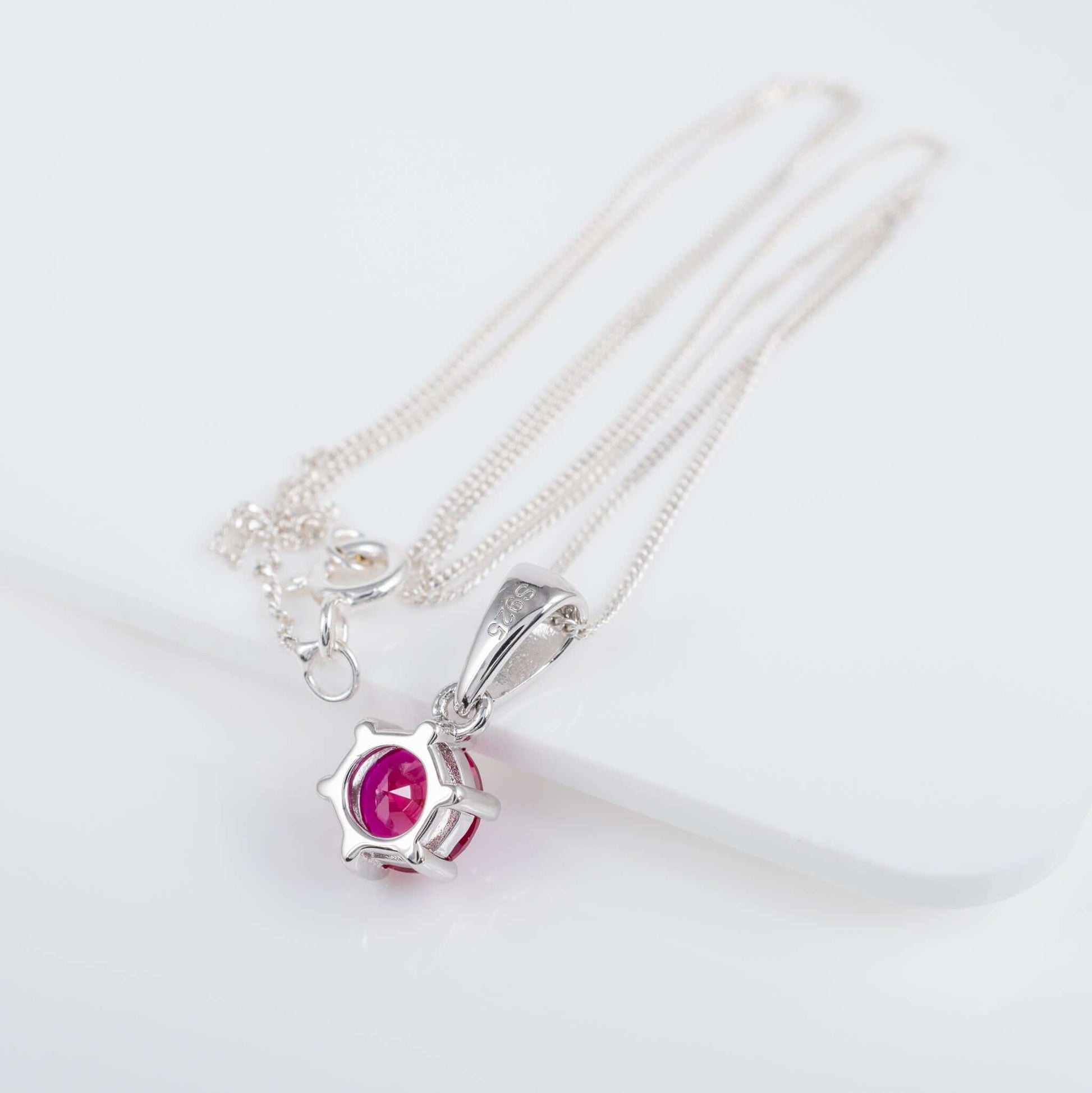 silver pendant lab ruby gemstone jewellery