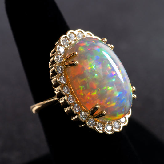 opal ring gold with diamond halo hunters fine jewellery