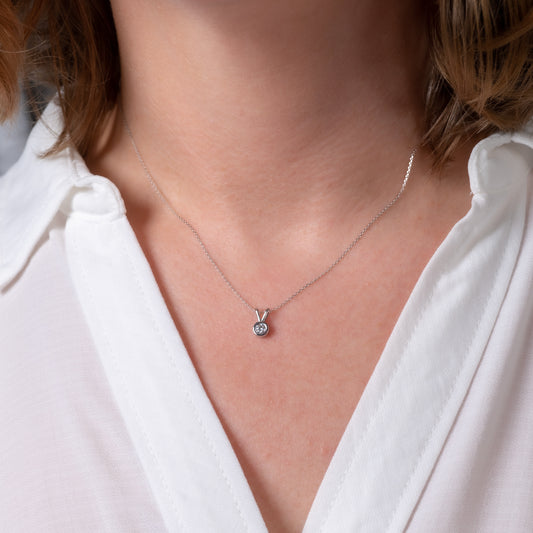 Petite Diamond V-Bale Pendant 9ct White Gold - Hunters Fine Jewellery