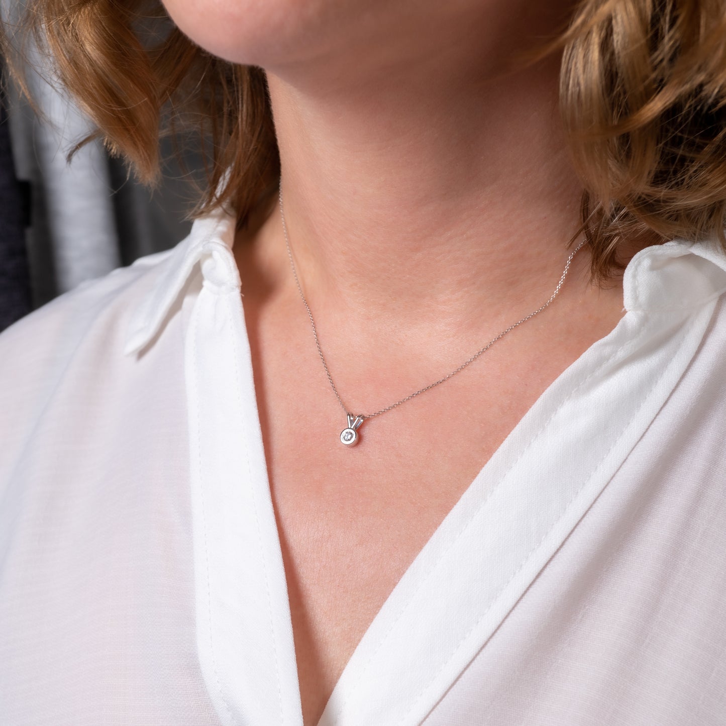 Petite Diamond V-Bale Pendant 9ct White Gold - Hunters Fine Jewellery