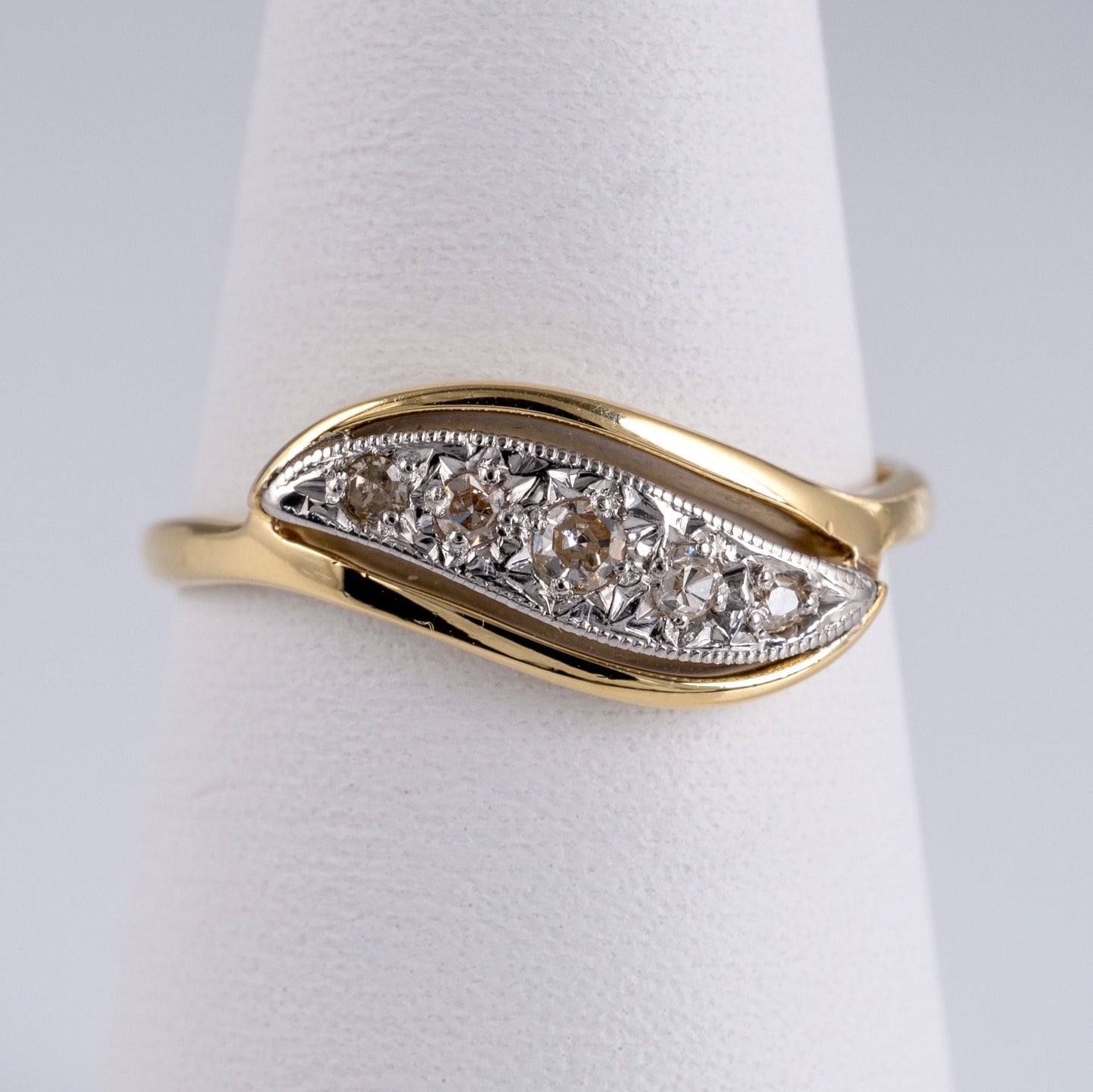 Vintage 18ct & Platinum Five Stone Diamond Ring-Diamond Rings-Hunters Fine Jewellery