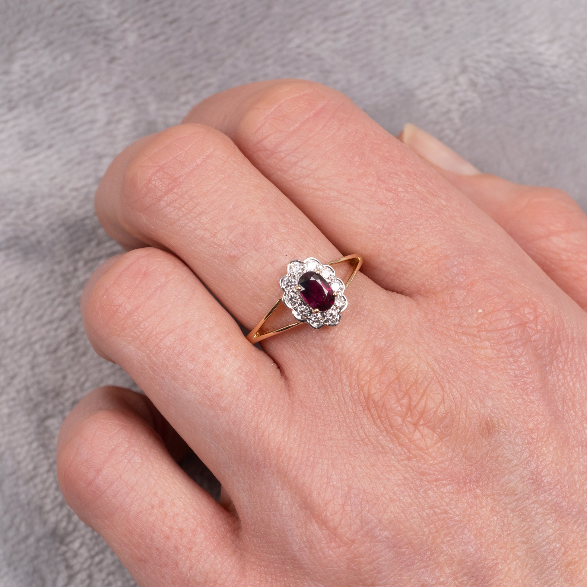 Fine Quality Certified Ruby Diamond Halo Ring 18K Gold-Gemstone Rings-Hunters Fine Jewellery