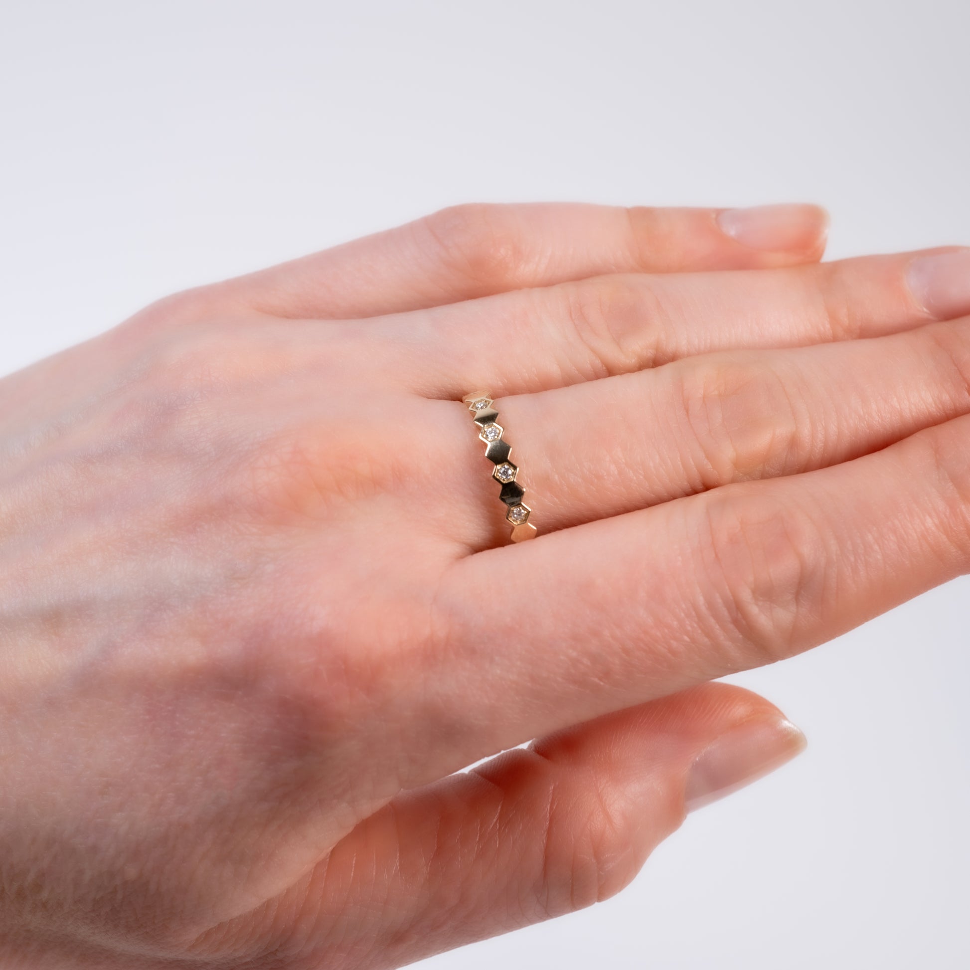 9ct Gold Geometric Hexagon Eternity Ring - Hunters Fine Jewellery