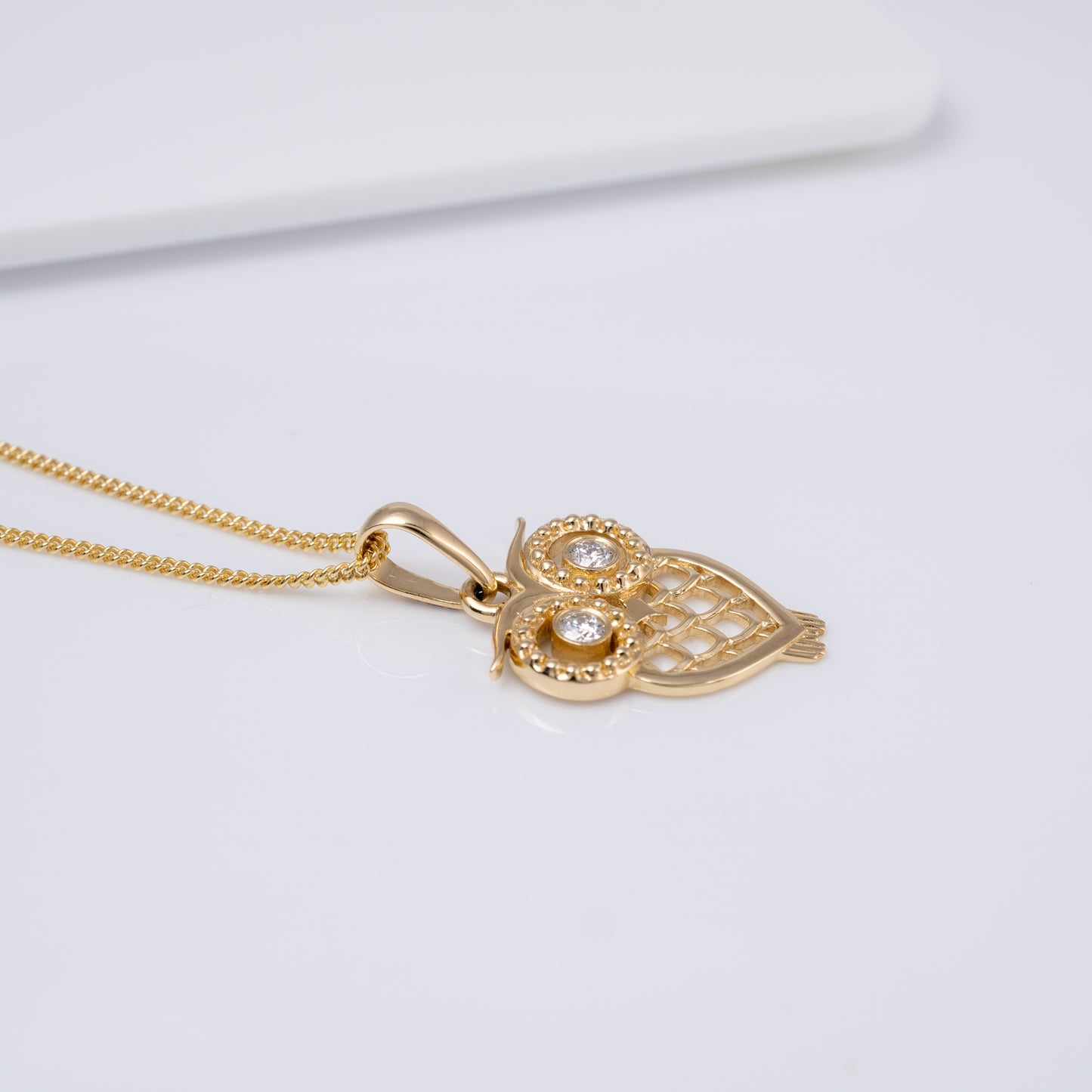 owl pendant yellow gold