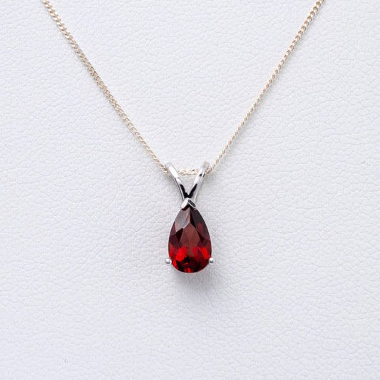 red garnet teardrop pendant hunters fine jewellery