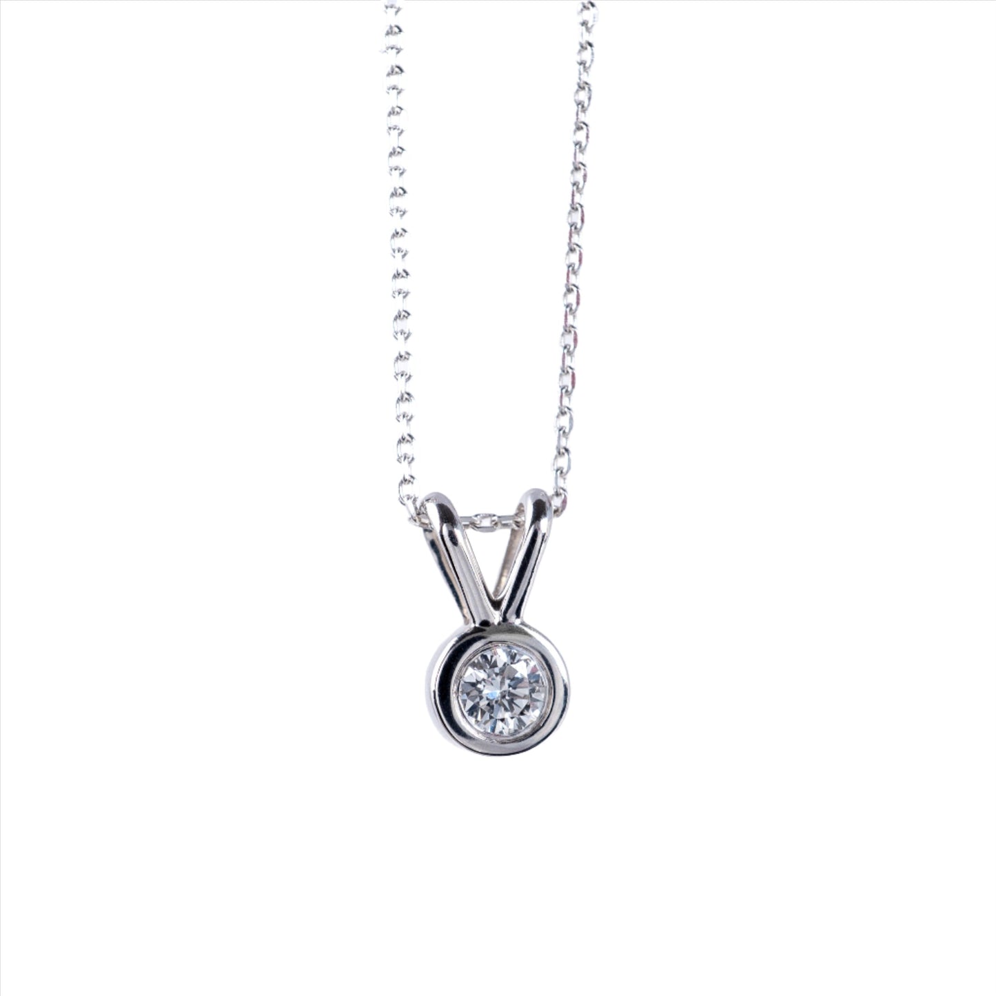 Petite Diamond V-Bale Pendant 9ct White Gold - Hunters Fine Jewellery