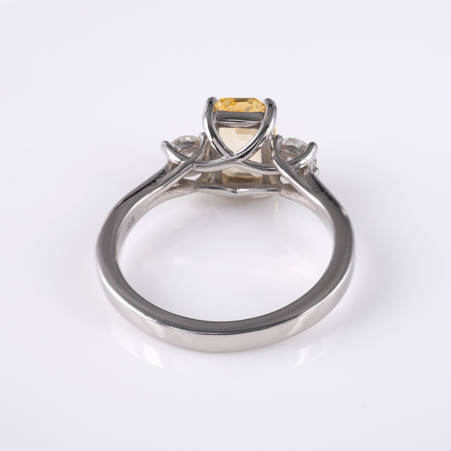 Ceylon Yellow Sapphire Diamond Three Stone Ring 950 Platinum Hallmarked - Hunters Fine Jewellery