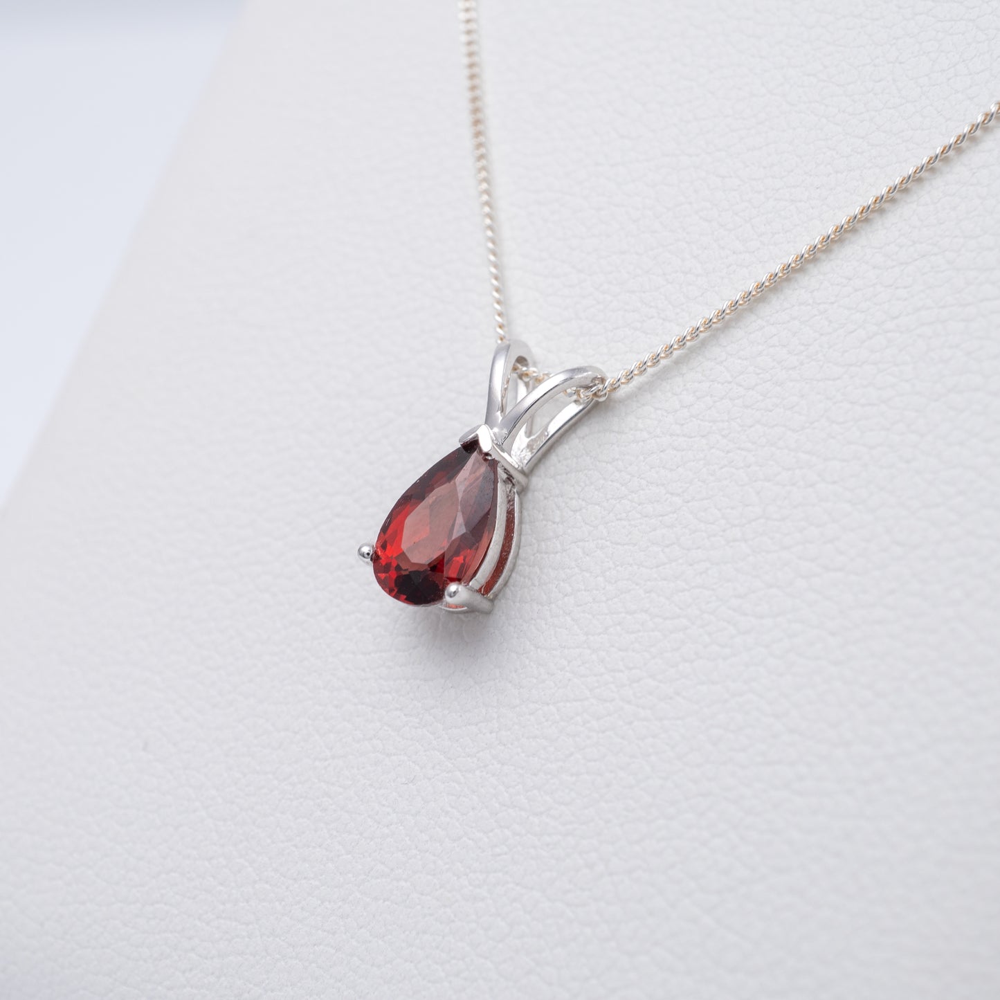 red garnet necklace sterling silver