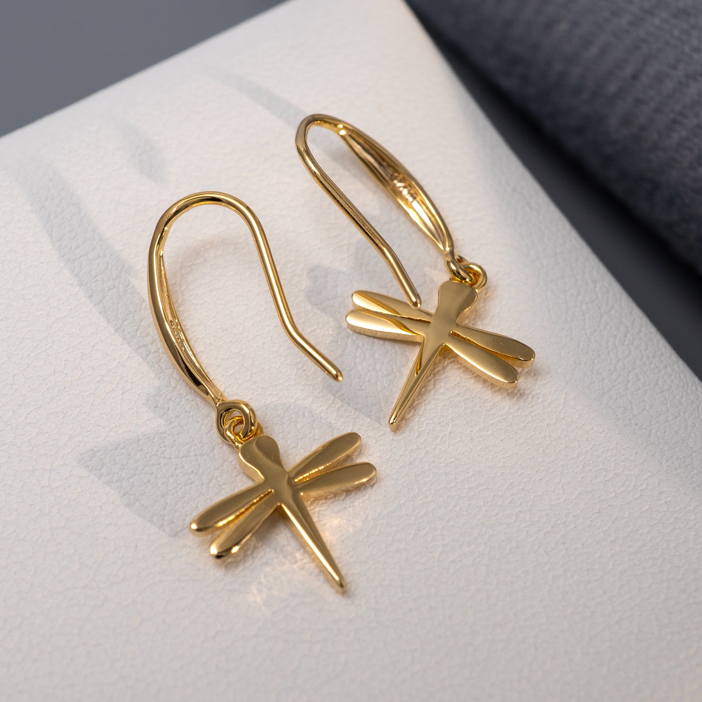 plain vermeil dragonfly dangle earrings