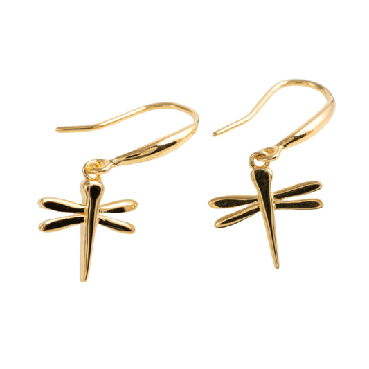 dragonfly dangle earrings gold vermeil hooks