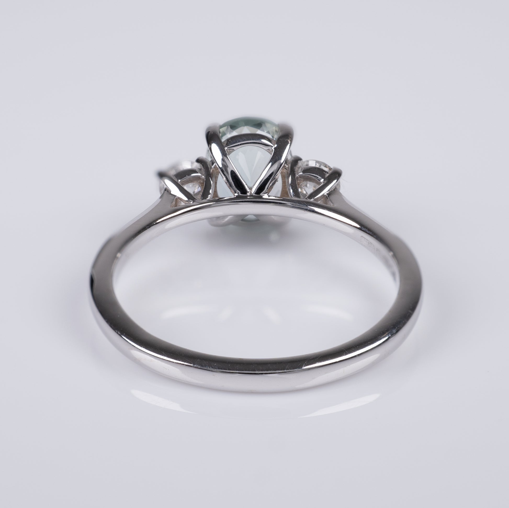 Aquamarine & Diamond Three Stone Ring 18k White Gold-Gemstone Rings-Hunters Fine Jewellery