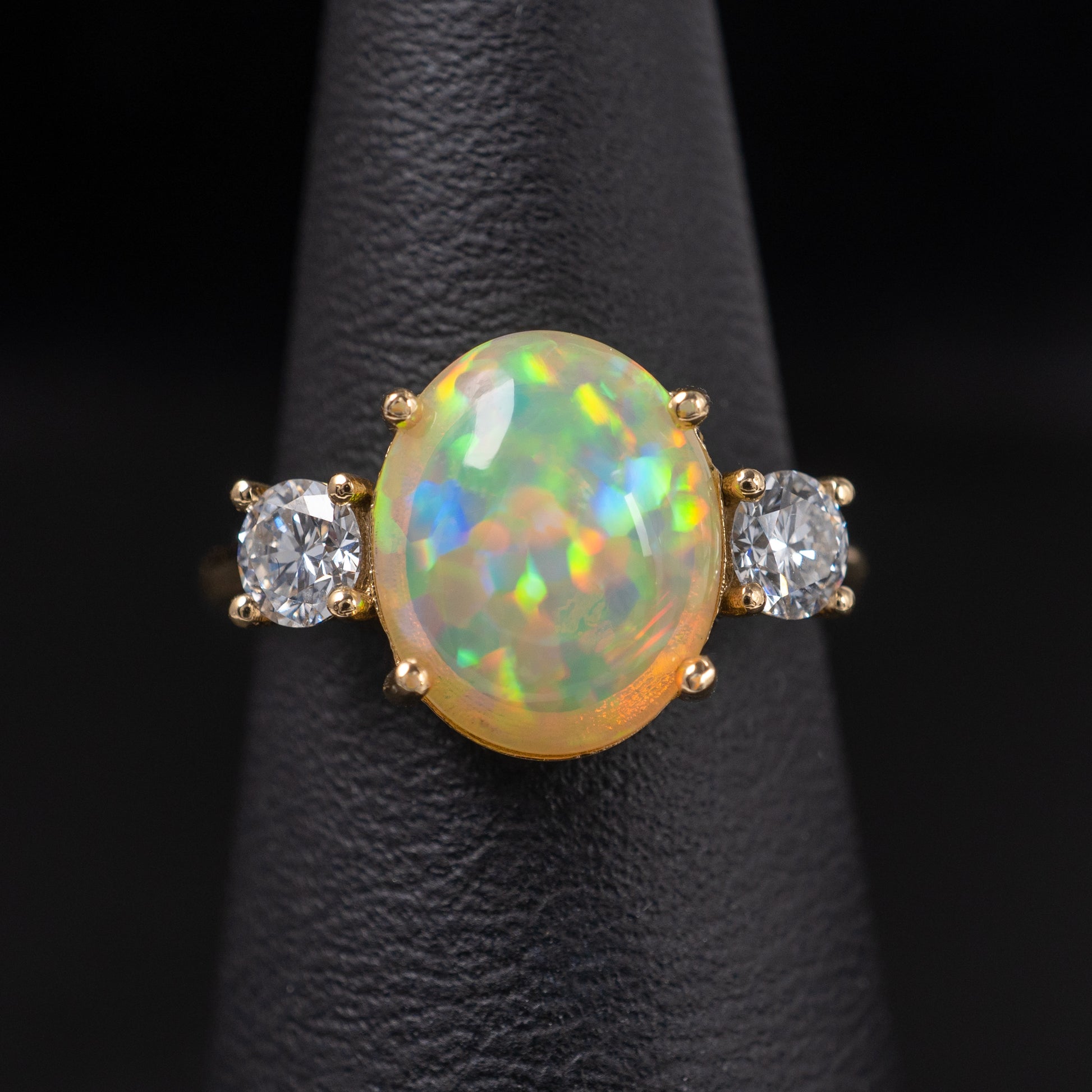 opal diamond ring yellow gold