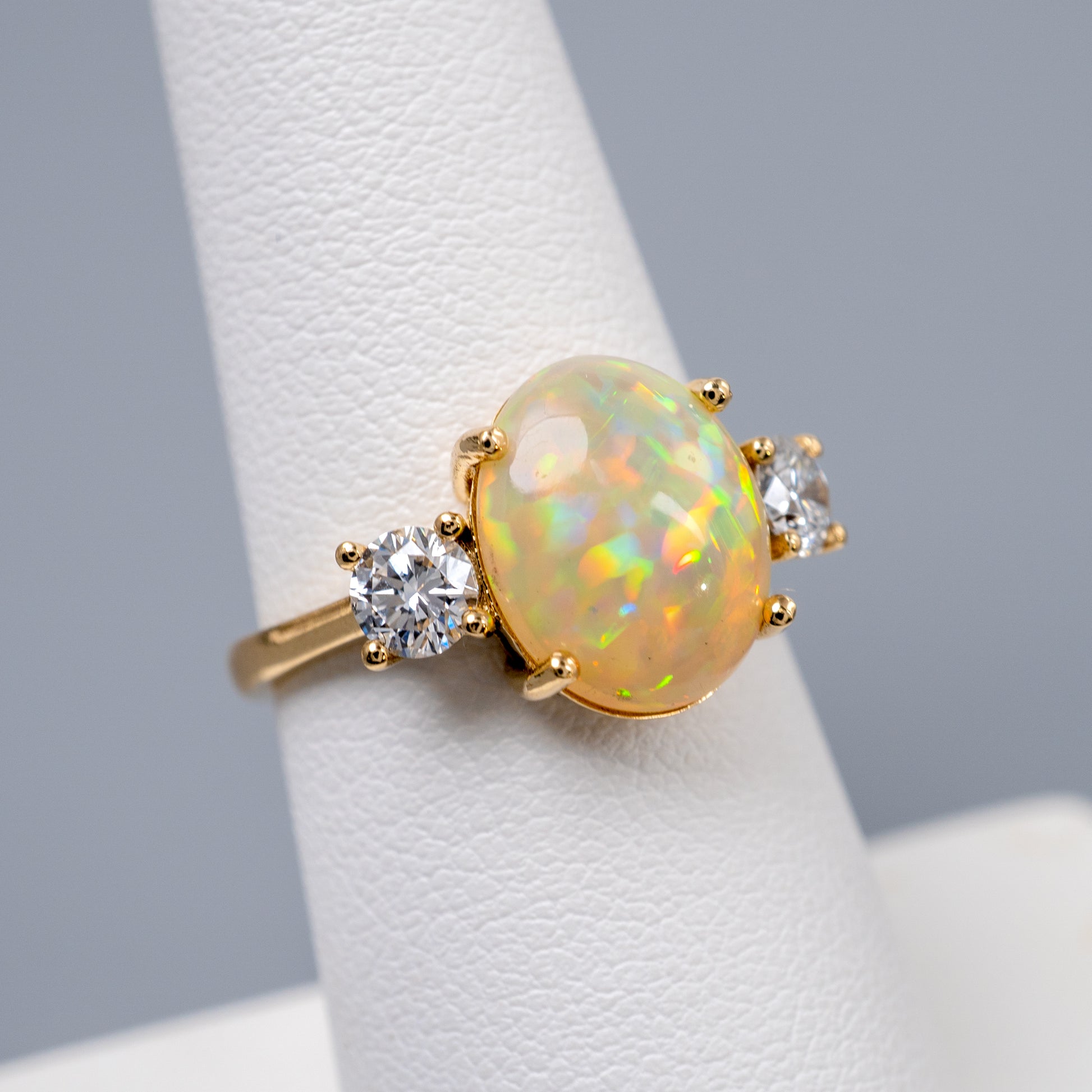 opal diamond three stone ring
