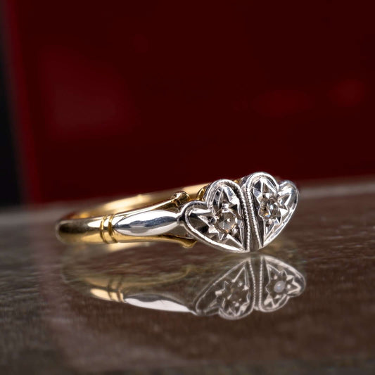 Double heart diamond ring