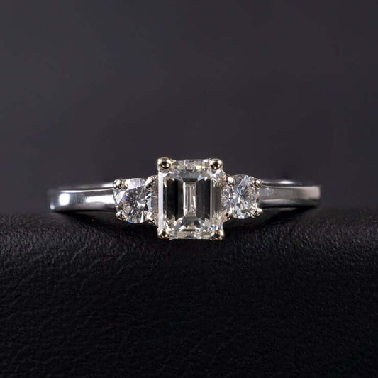 Three-stone diamond engagement ring white gold