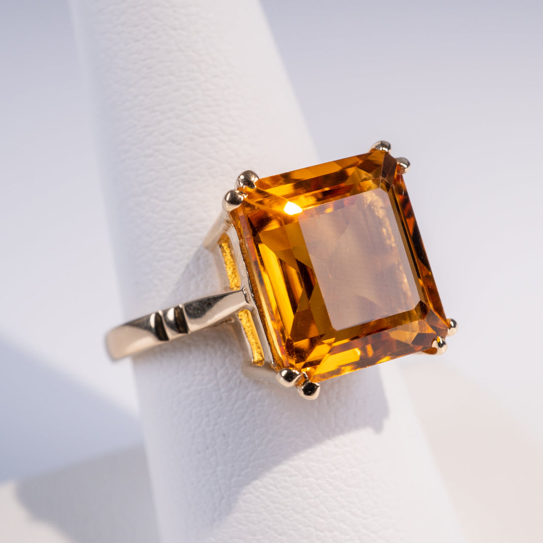 Golden Citrine Solitaire Ring Yellow Gold